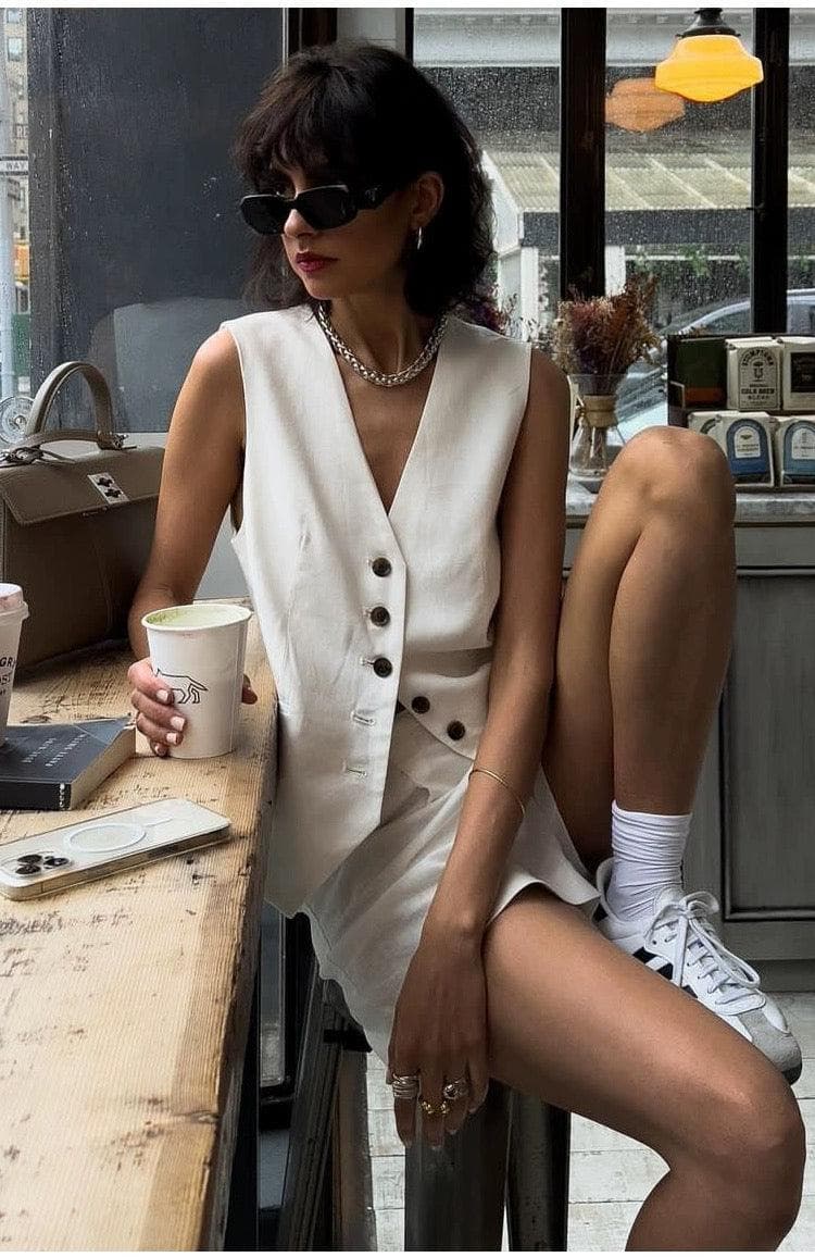 Bodrum Linen Coord Set - White image