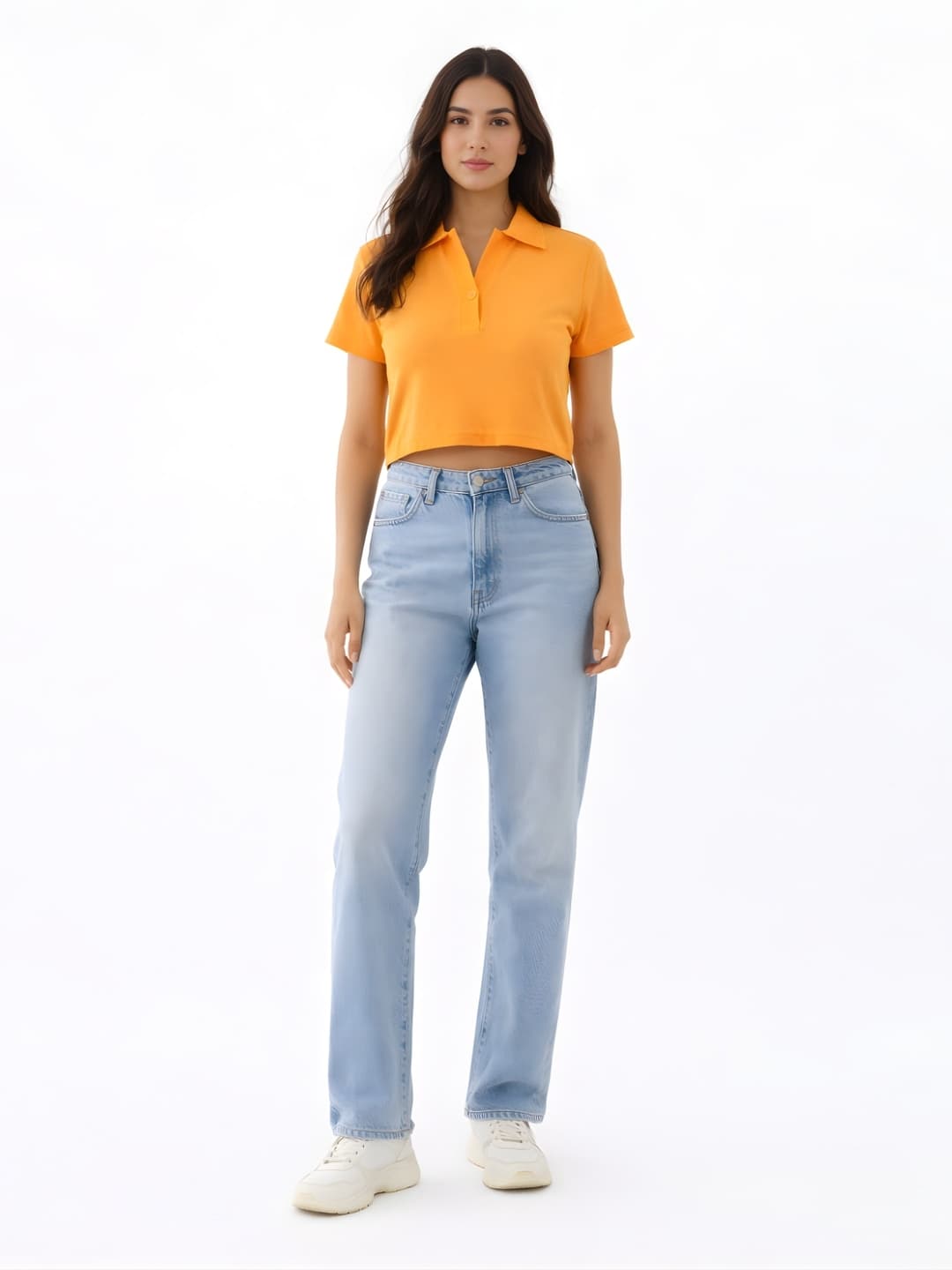 Orange Solid Short Sleeves Top image