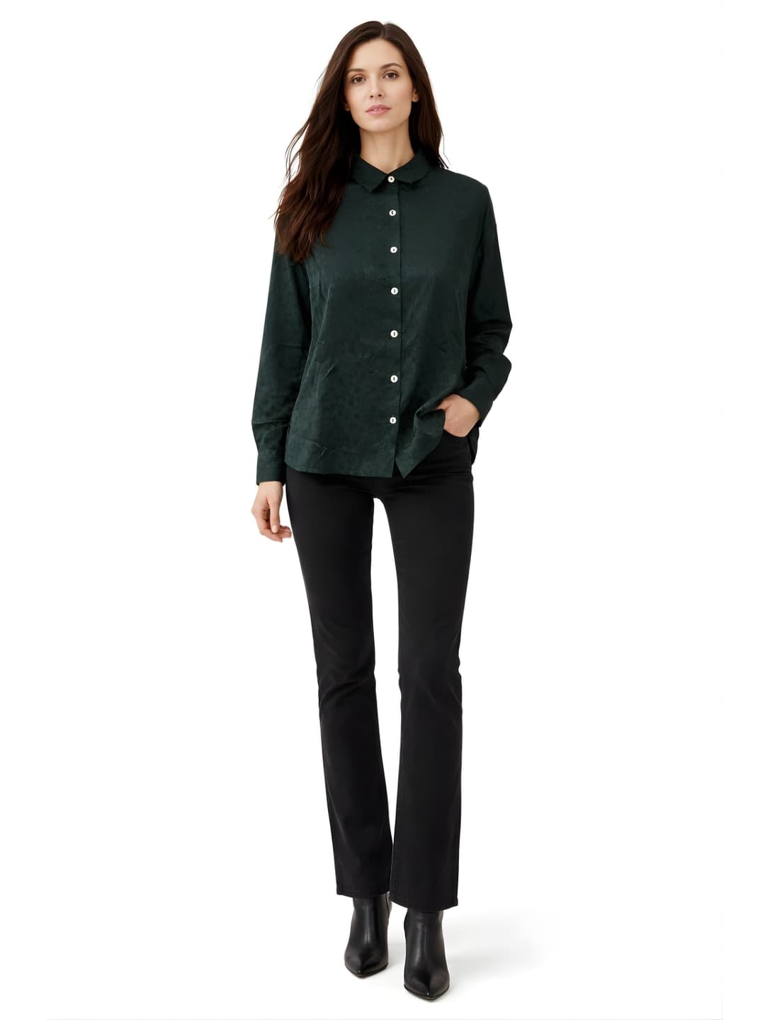 Green Textured Long Shirts image