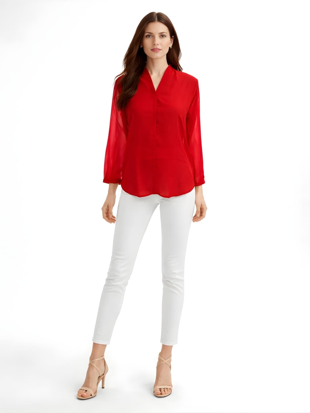 Red Plain Long Top image